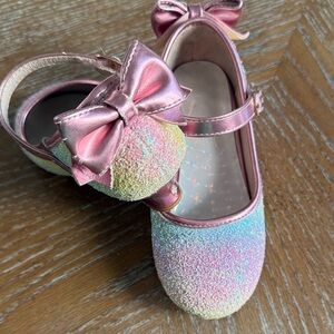 Girls' Pink Glitter Bow Mary Jane Kids Shoes